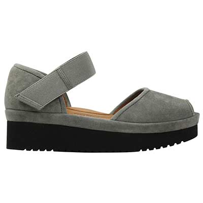 Right side view of Amadour Gray Black Suede
