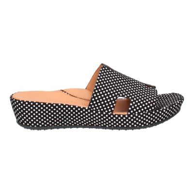 Right side view of Catiana BLACK/WHITE POLKA DOT SUEDE