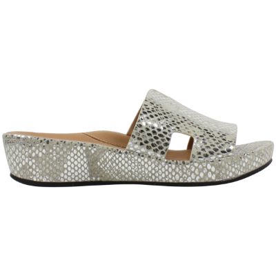 Right side view of Catiana SILVER/GOLD SNAKE PRINT