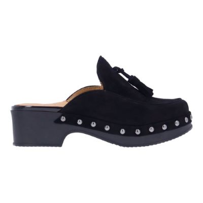 Right side view of Gracen BLACK KIDSUEDE