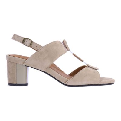 Right side view of Mitria TAUPE KID SUEDE