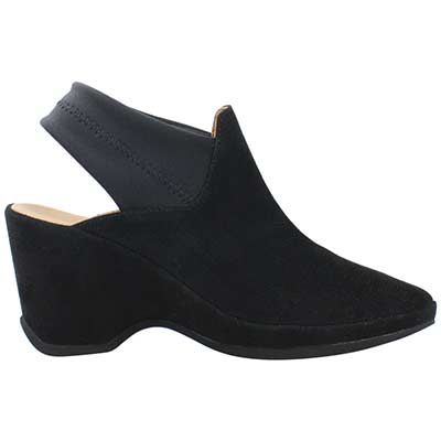Right side view of Oniella Black Suede