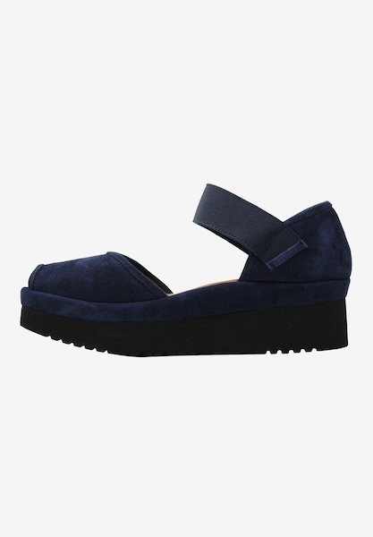 Left side view of Amadour Navy Suede