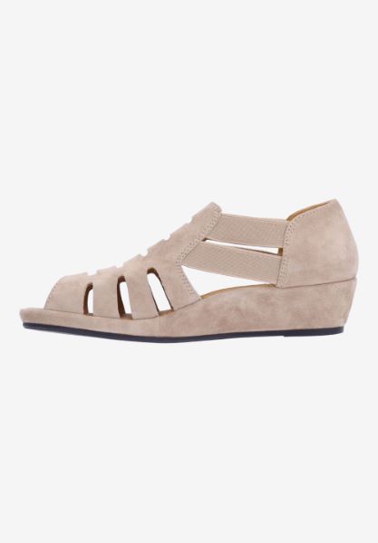 Left side view of Bayla TAUPE KIDSUEDE