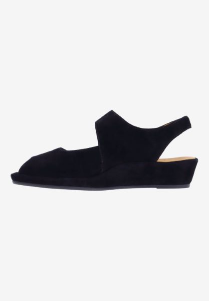 Left side view of Berilita BLACK KIDSUEDE