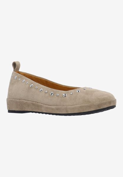 Front view of Cerenza DK. TAUPE KIDSUEDE