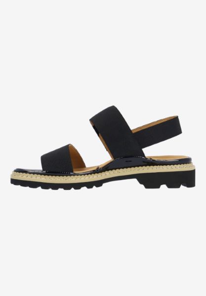 Left side view of Delphina BLACK ELASTIC