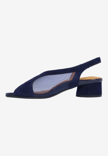 Left side view of Estefana DK NAVY KIDSUEDE/MESH