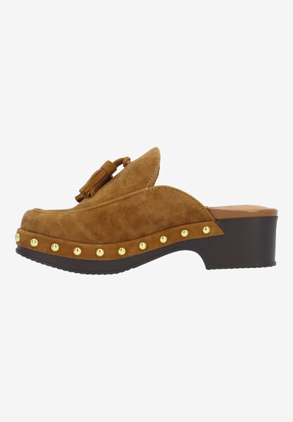 Left side view of Gracen COFFEE KIDSUEDE