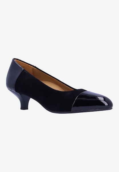 Front view of Kishita BLACK SUEDE/PATENT