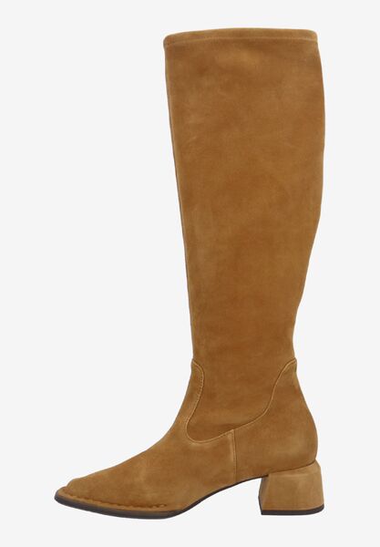Left side view of Nolita COFFEE STRETCH SUEDE
