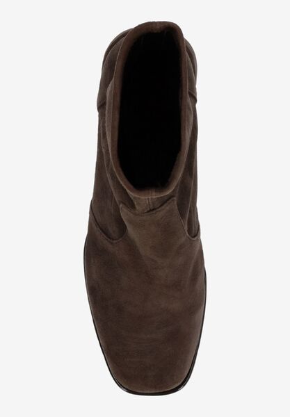 Top view of Nyvani CHOCOLATE STRETCH SUEDE