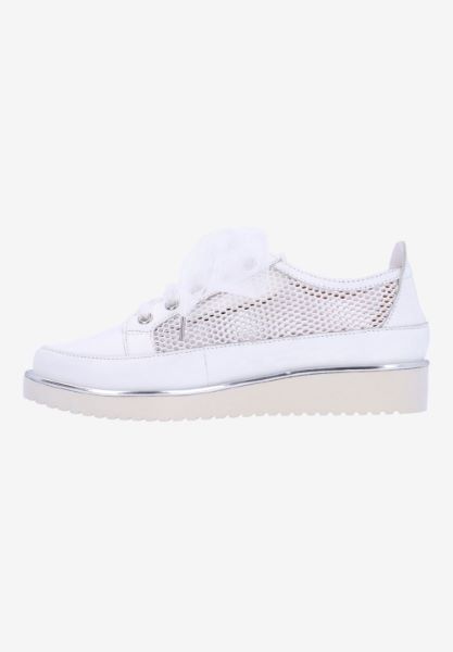 Left side view of Zafira WHITE KIDSKIN/MESH