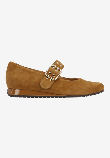 Right side view of Tanzy COFFEE KIDSUEDE/PATENT
