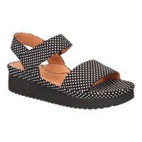 Front view of Abrilla BLACK/WHITE POLKA DOT SUEDE