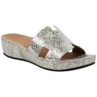 Front view of Catiana Silver/Gold Snake Print Leather