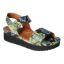Front view of Abrilla Green/Blue/Black Mult Snake Printi Leather